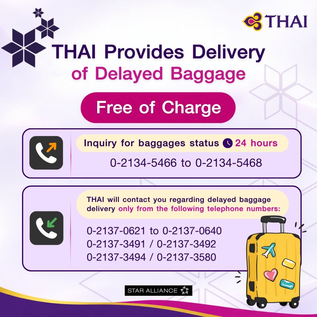 THAI Provides Delivery of Delayed Baggage